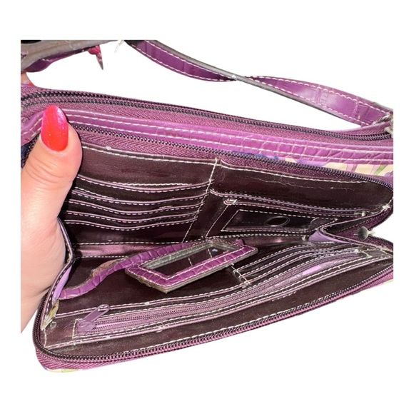 Y2K VTG RARE KATHY VAN ZEELAND CROSSBODY MINI BAG PURPLE/MULTICOLORED FAUX LEATH - Picture 6 of 16